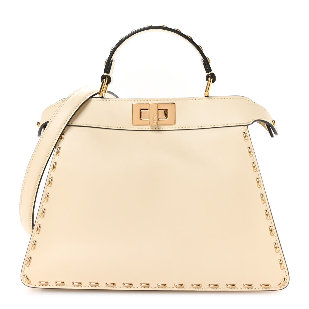 Vitello King Camoscio Metal Stitch Peekaboo I SEE U Satchel Pergamena Miele