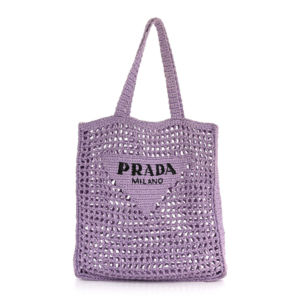 Yarn Raffia Effect Crochet Logo Embroidered Tote Bag Lilium