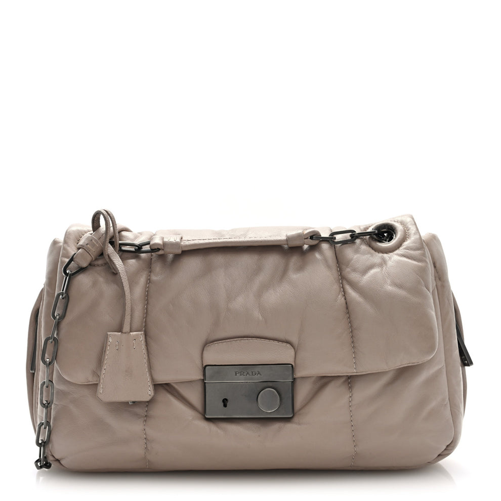 Nappa Bomber Sound Chain Flap Shoulder Bag Seta