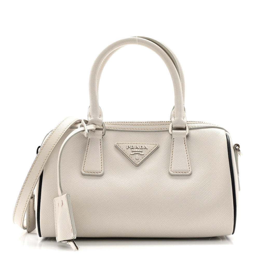 Saffiano Lux Top Handle Crossbody Bag White