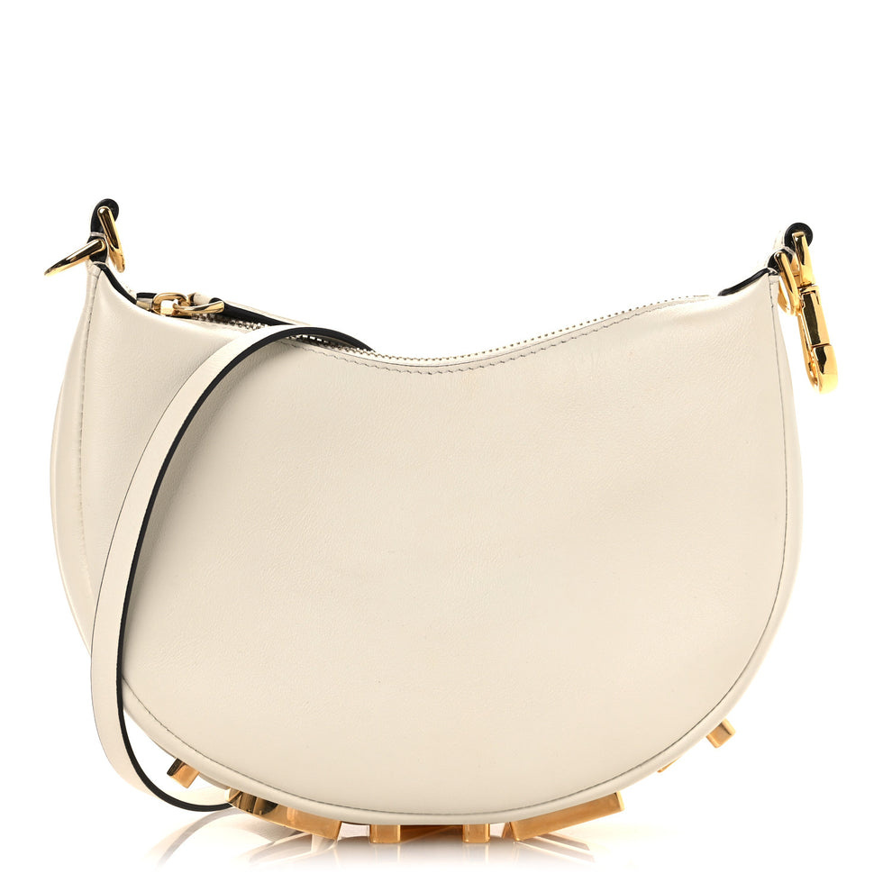 Vitello Grace Matte Mini Fendigraphy Hobo Bag White Ice