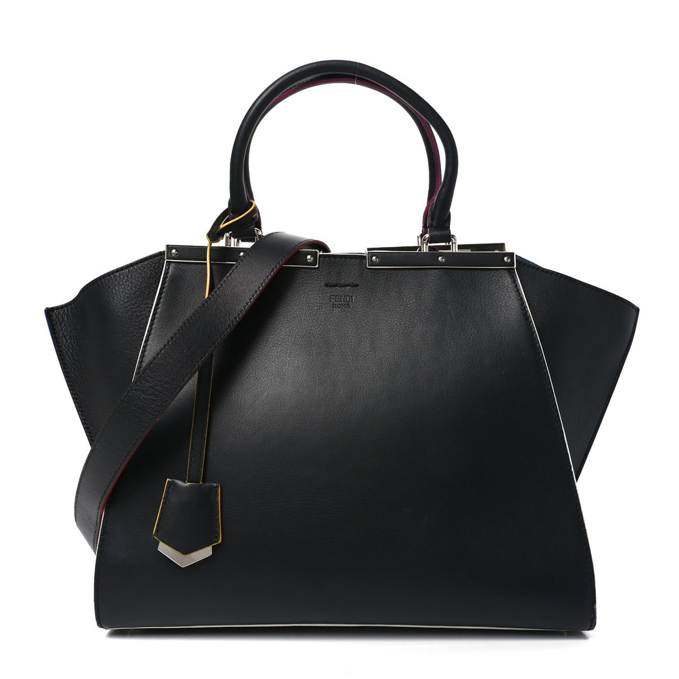 Vitello Dolce Shiny Nappa Petite 3Jours Tote Black Iris