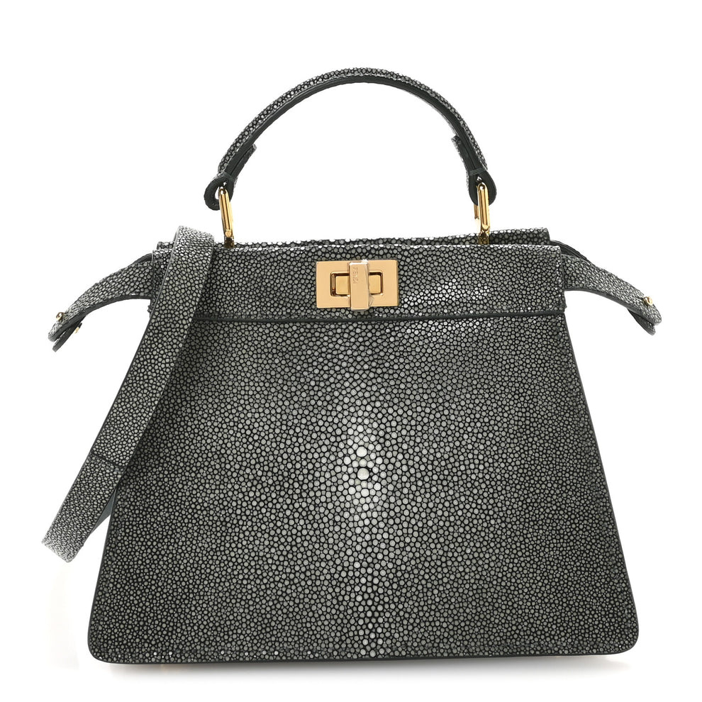 Stingray Shiny Nappa Petite Peekaboo I SEE U Satchel Verde Inglese