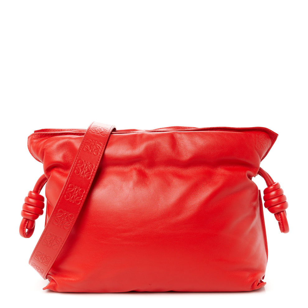 Calfskin Flamenco Puffer Knot Bag Red