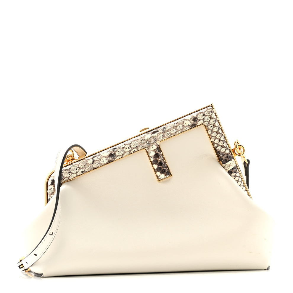 Shiny Nappa Snakeskin Small Fendi First White Roccia