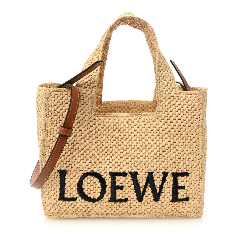 X PAULA'S IBIZA Raffia Small Font Tote Natural Tan
