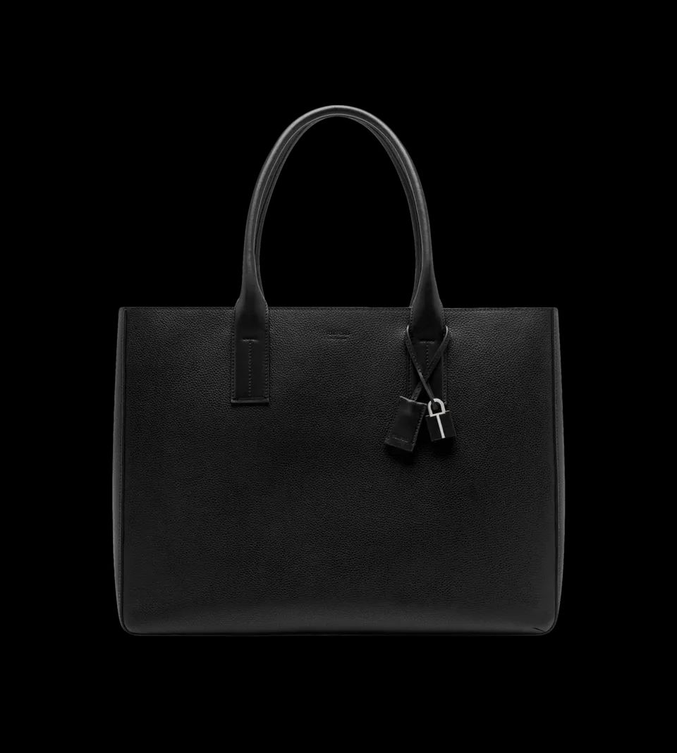 GRAIN LEATHER T-LINE EAST-WEST TOTE