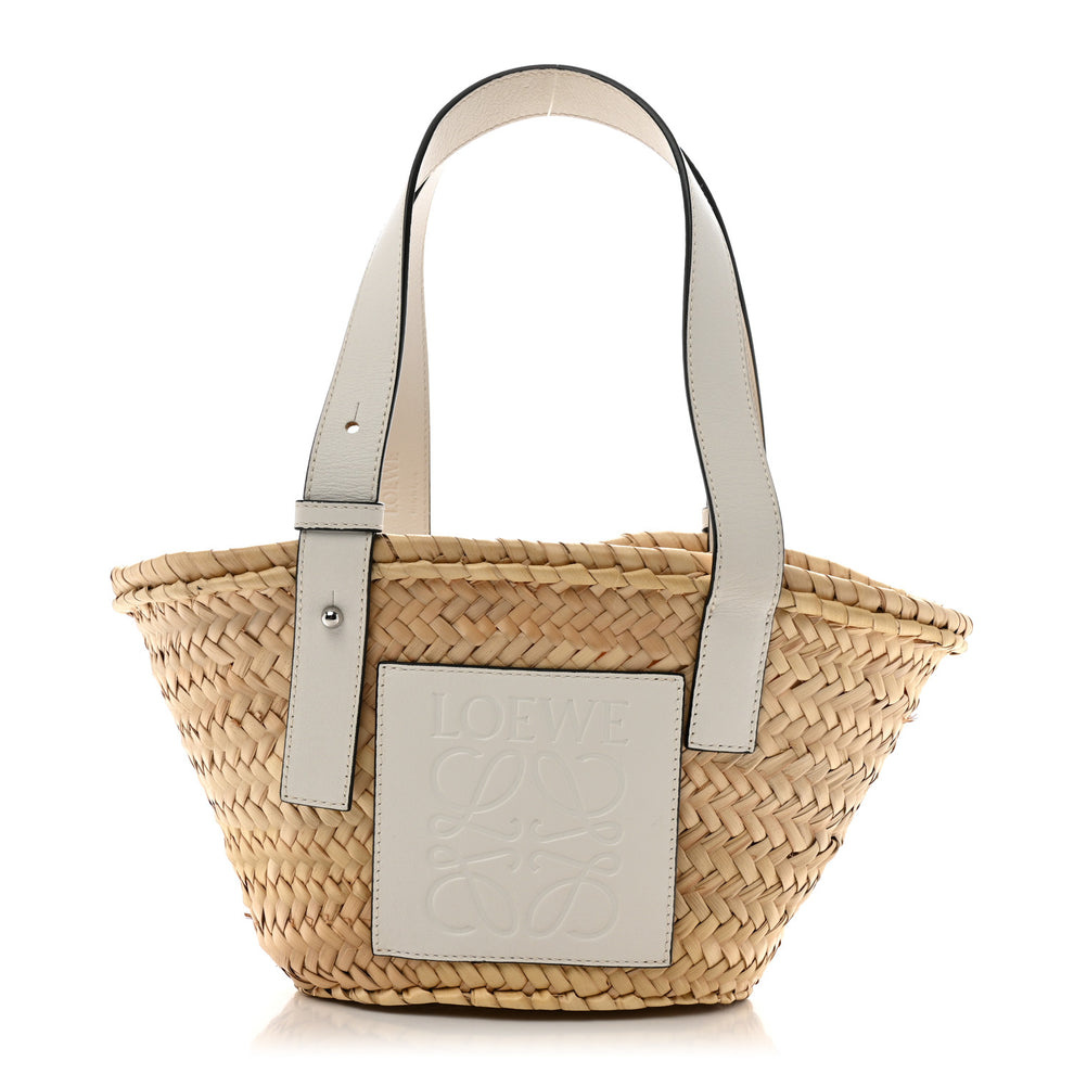 Raffia Mini Basket Tote Bag Natural White