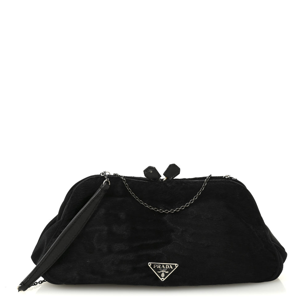 Persian Fur Triangle Clutch Bag Black