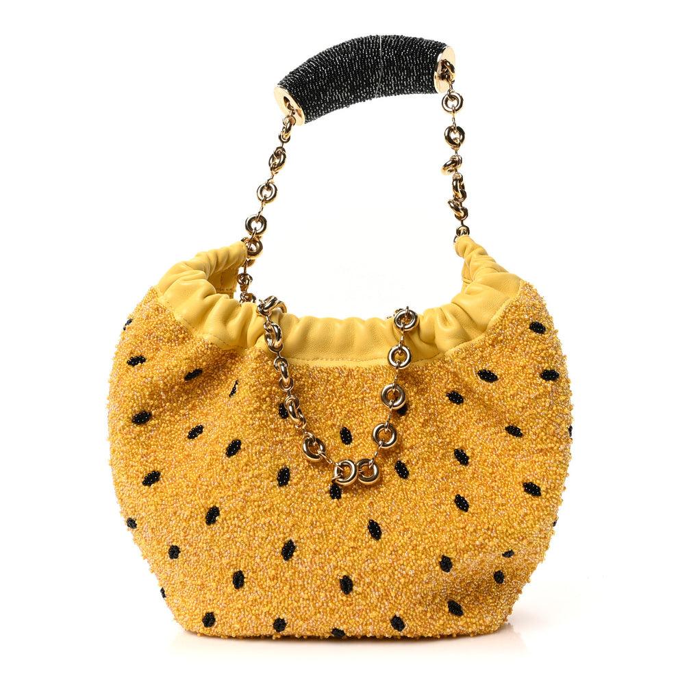 Buttery Nappa Beaded Lambskin Mini Squeeze Bag Amarillo