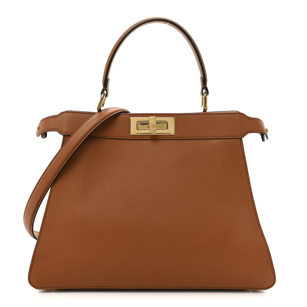 Vitello Seta Shiny Nappa Medium Peekaboo I SEE U Satchel Brandy Light Rose