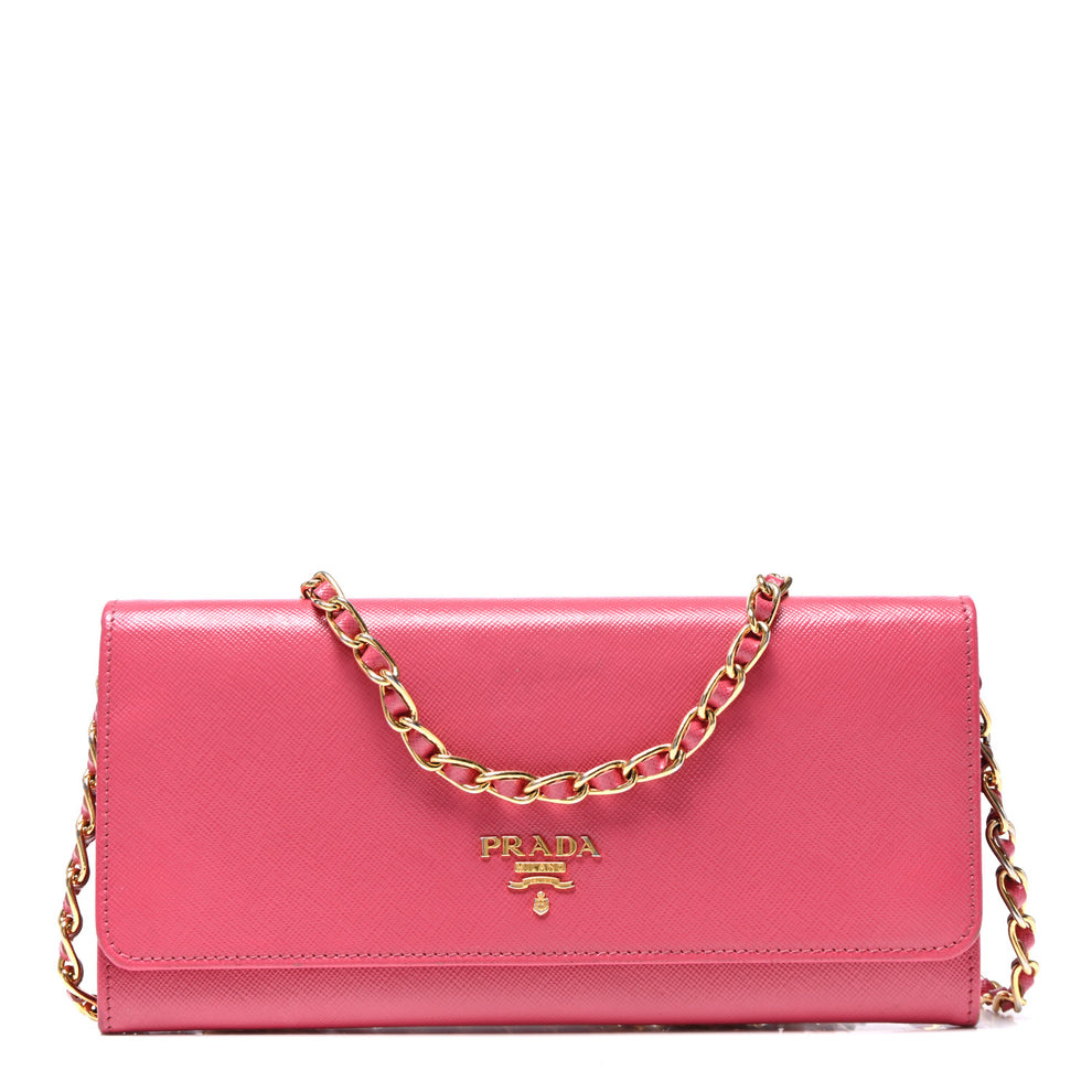 Saffiano Metal Oro Chain Wallet Peonia