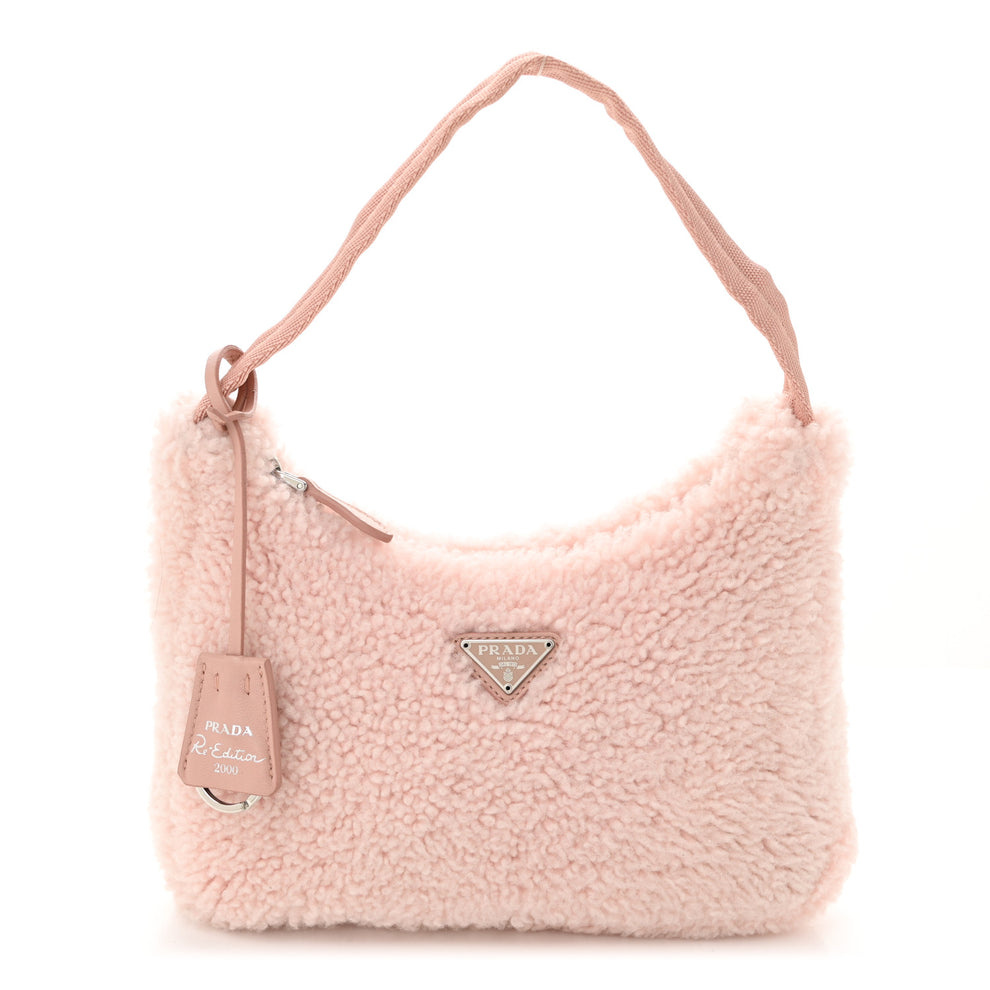 Shearling Mini Re-Edition 2000 Bag Orchidea