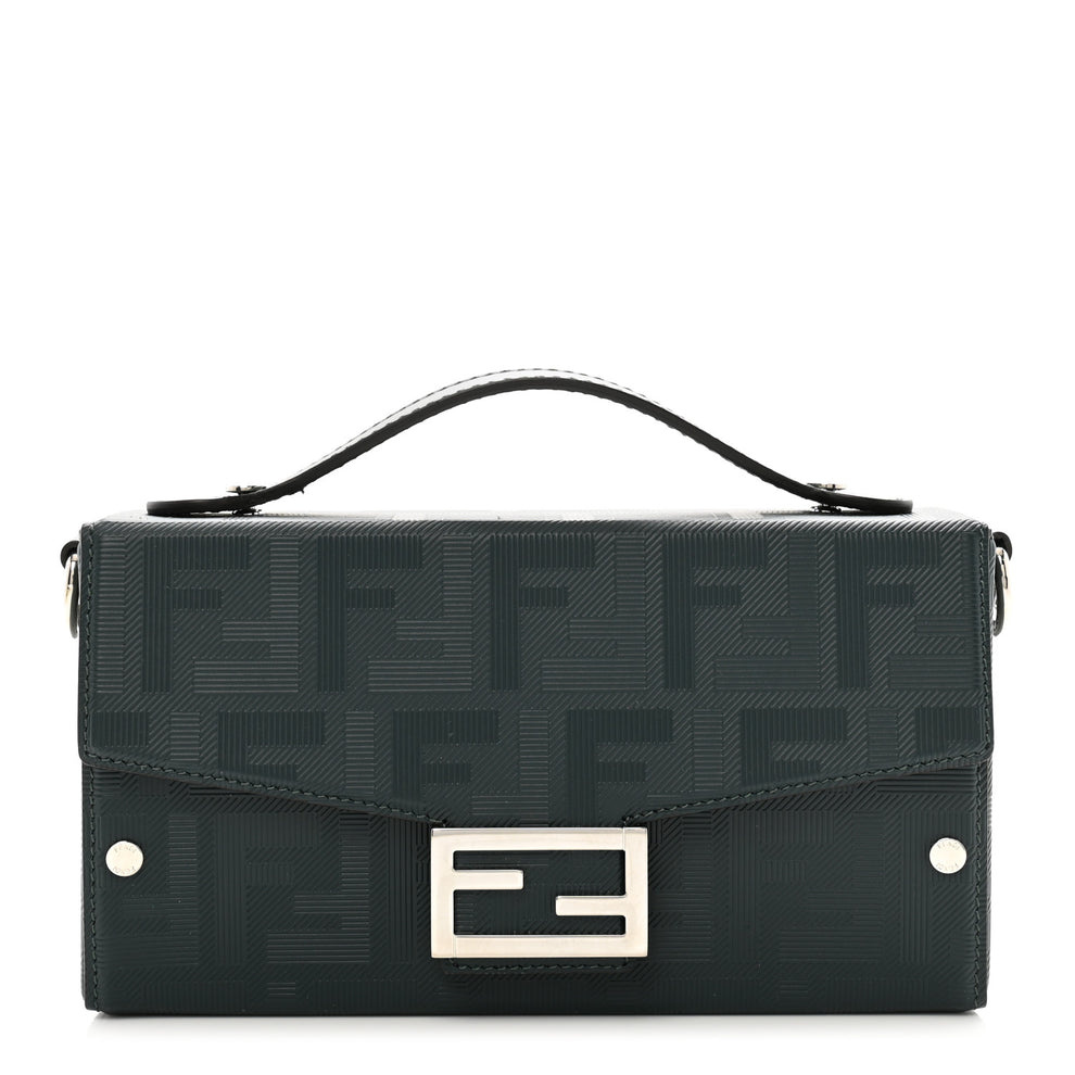 Vitello King FF Lines Embossed Baguette Soft Trunk Verde Inglese