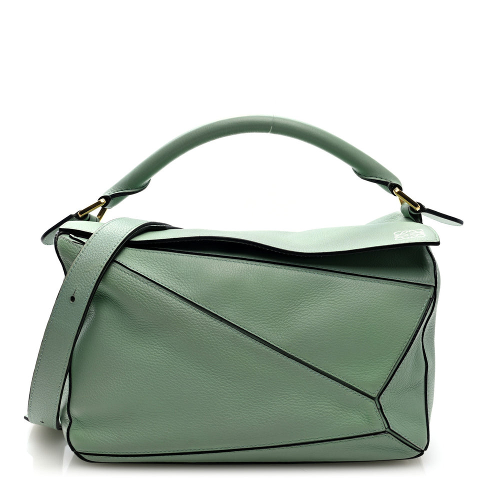 Calfskin Medium Puzzle Bag Sea Water Green