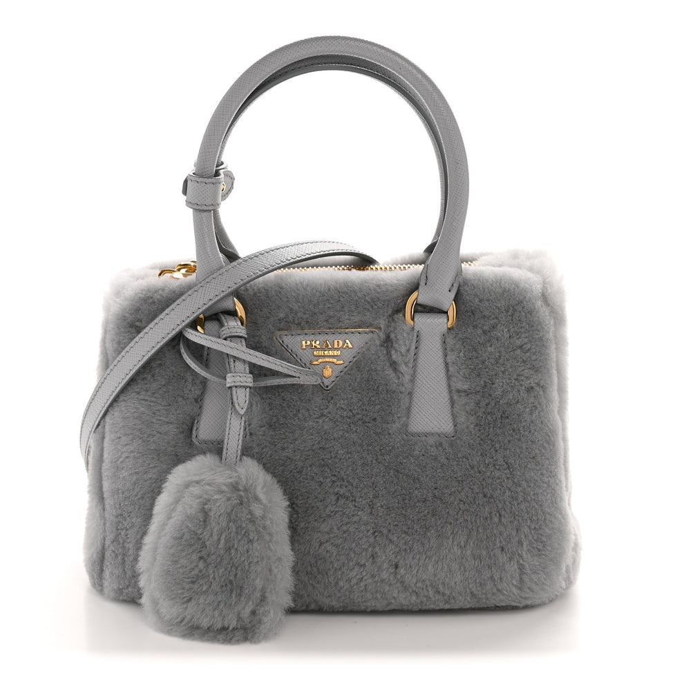 Shearling Mini Galleria Double Zip Tote Fiordaliso