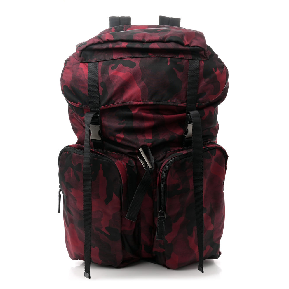 Tessuto Nylon Camouflage Print Drawstring Backpack Bordeaux