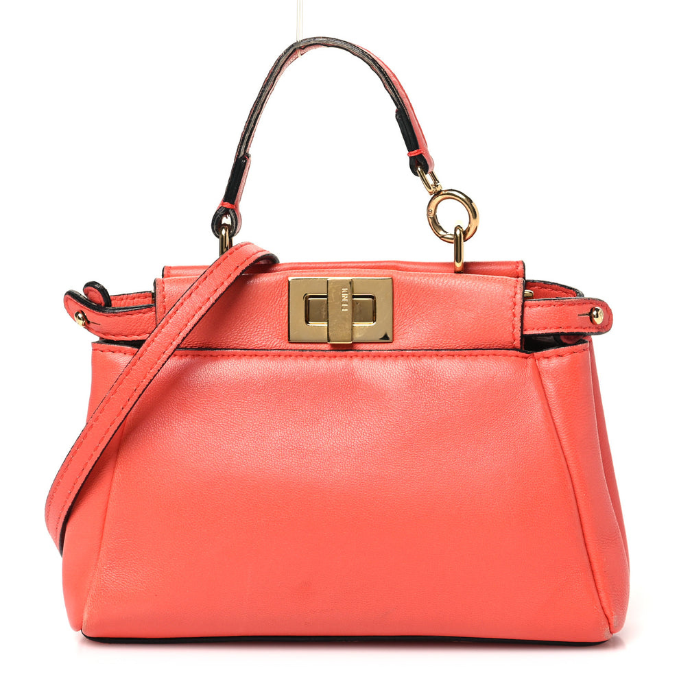 Shiny Nappa Micro Peekaboo Iconic Satchel Rosso Pimento