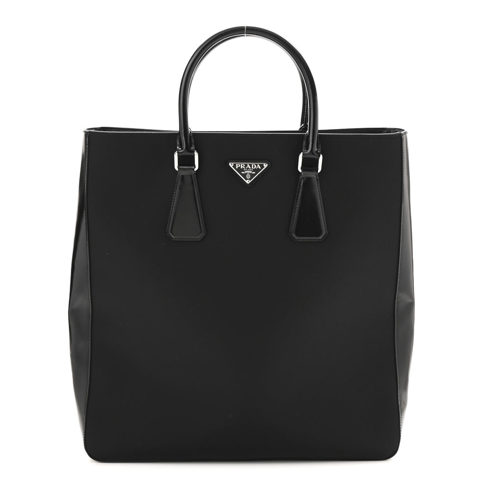 Re-Nylon Spazzolato Double Handle Tote Black