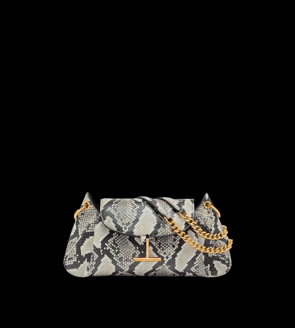 PRINTED PYTHON TARA CHAIN SHOULDER BAG