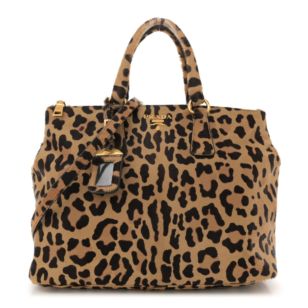 Cavallino Leopard Print Medium Galleria Double Zip Tote Miele Moro