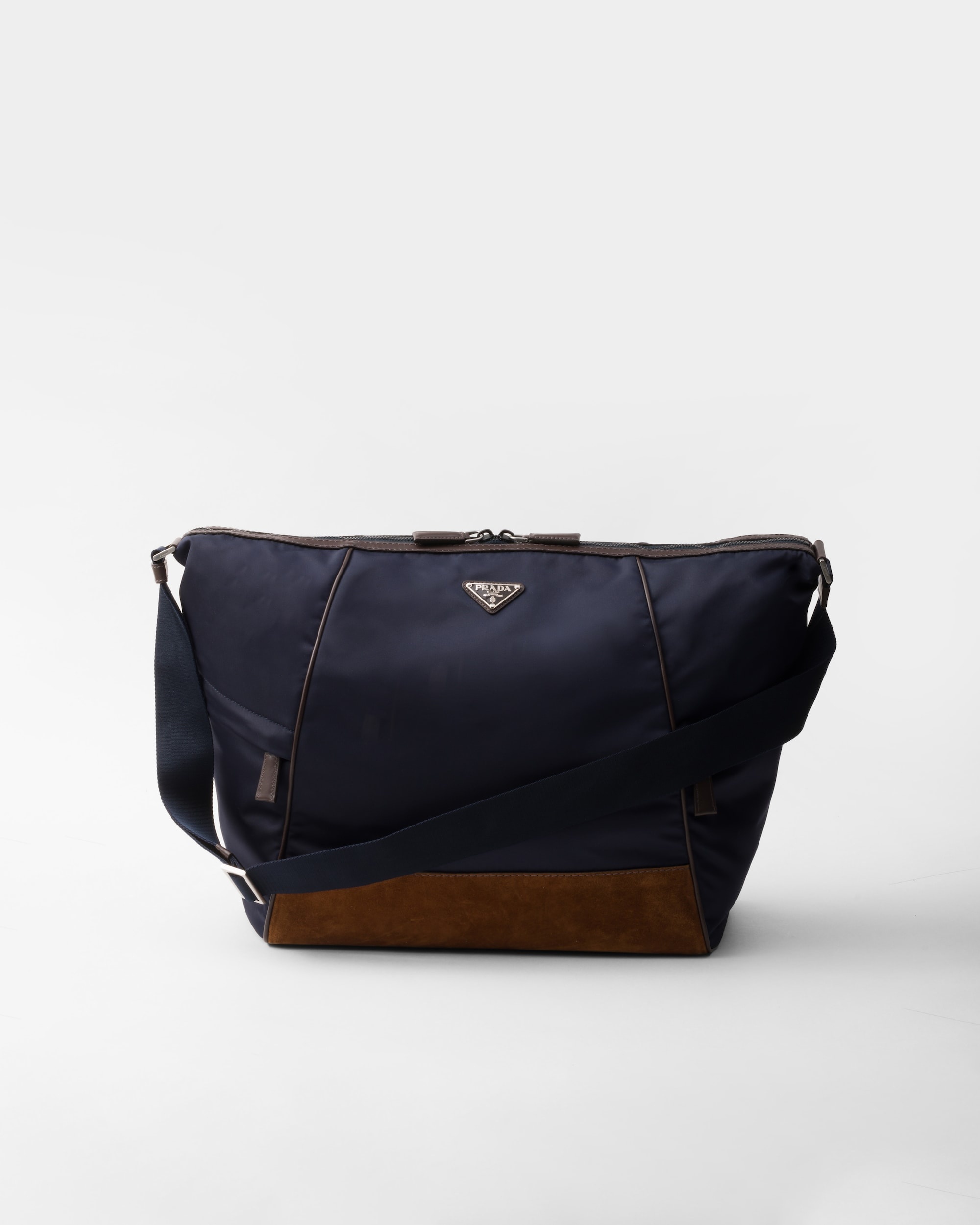Re-Nylon and leather shoulder bag