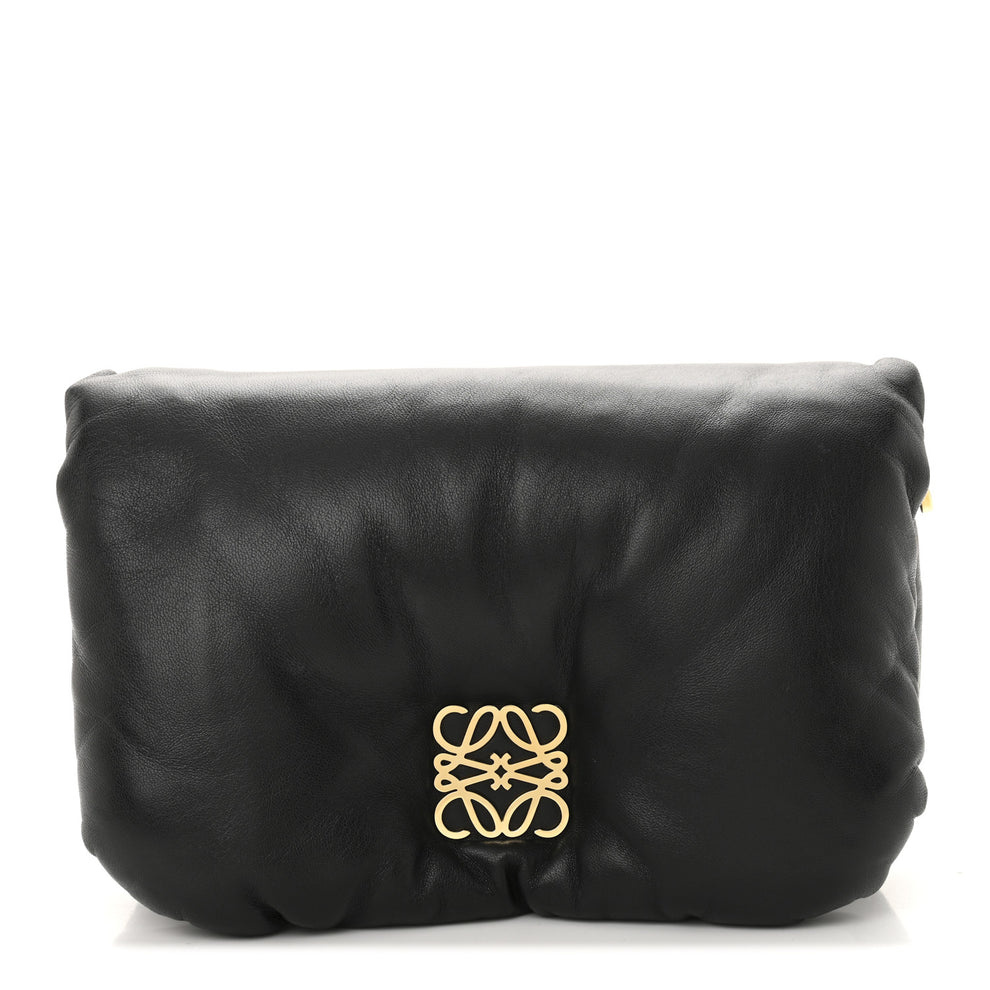 Shiny Nappa Lambskin Mini Goya Puffer Bag Black