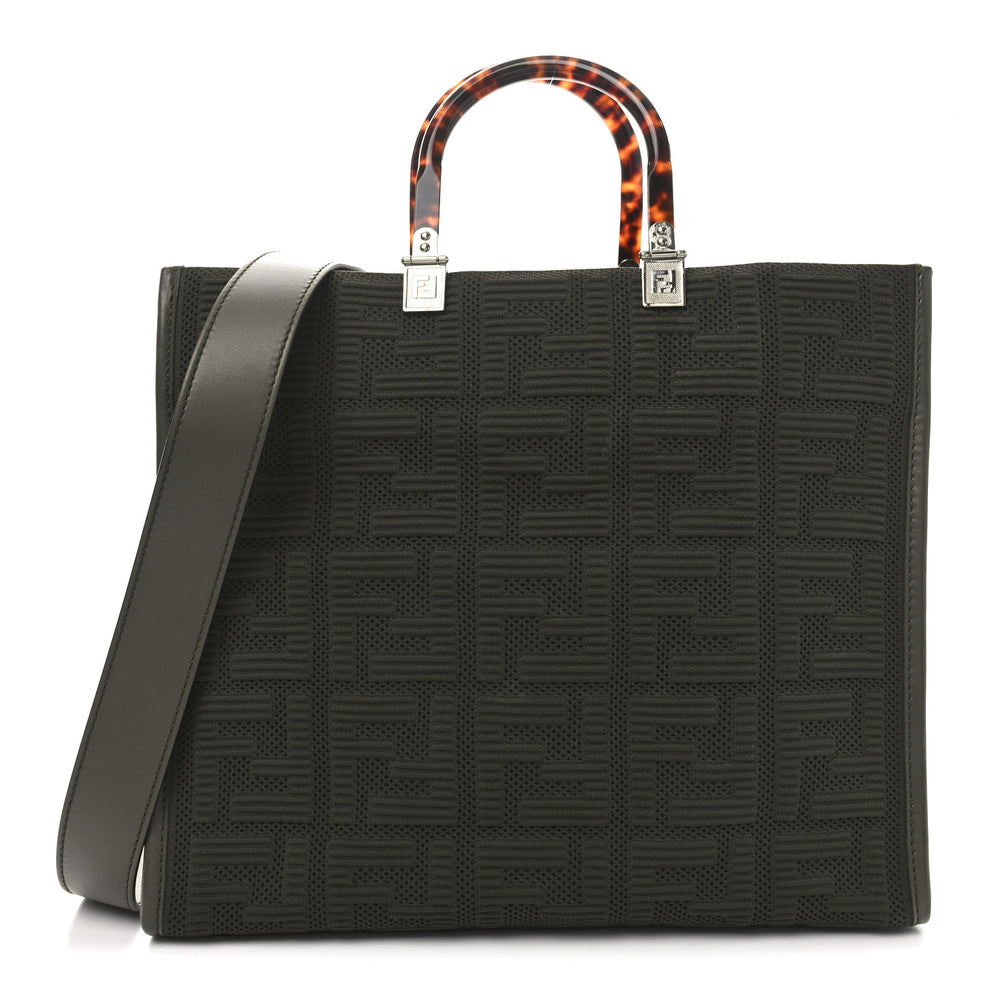 Technical Fabric Plexiglass FF Medium Fendi Sunshine Shopper Tote Wood