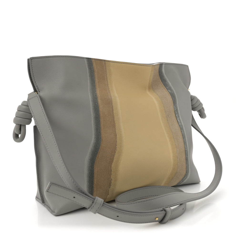 Nappa Medium Flamenco Landscape Knot Clutch Sparkling Grey Butter