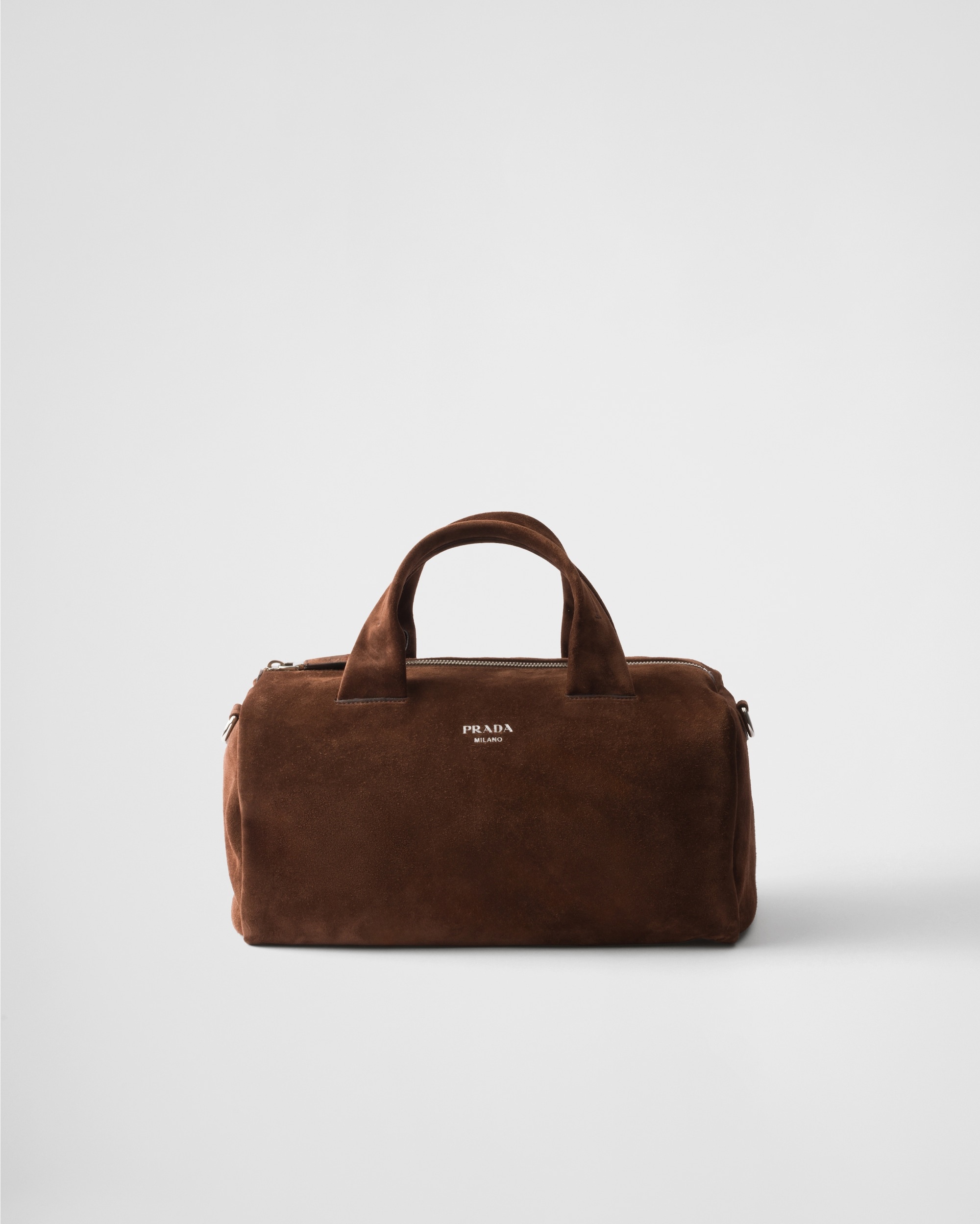 Small suede duffle bag