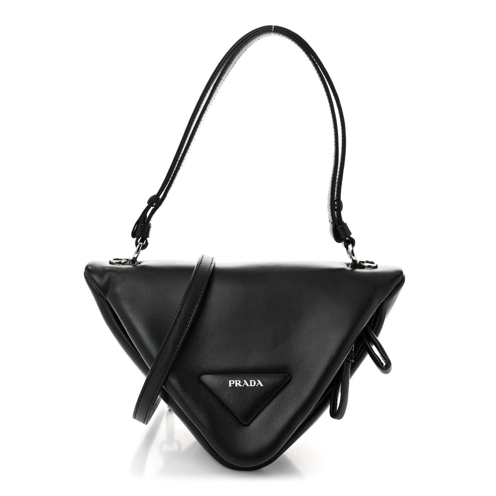 Nappa Padded Signaux Triangle Crossbody Black