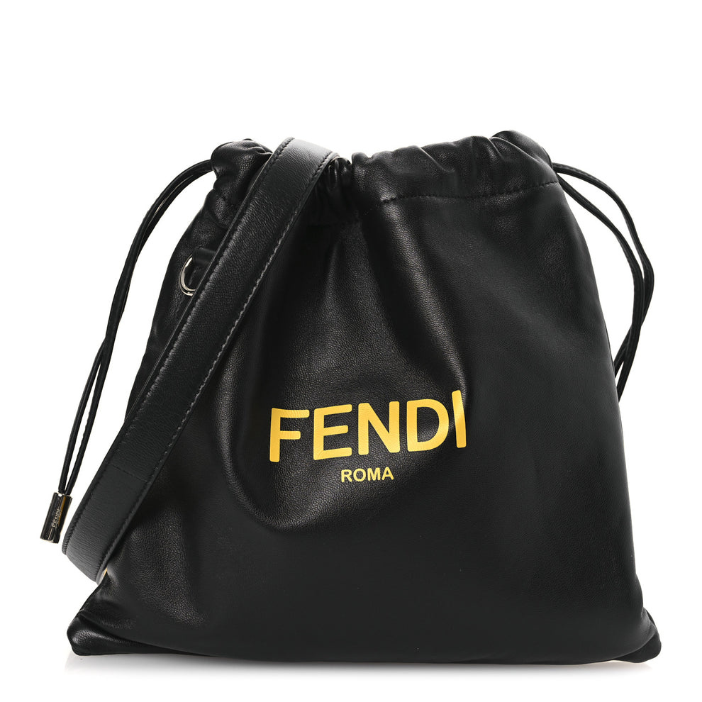 Soft Nappa Logo Small Drawstring Pouch Bag Black Sunflower