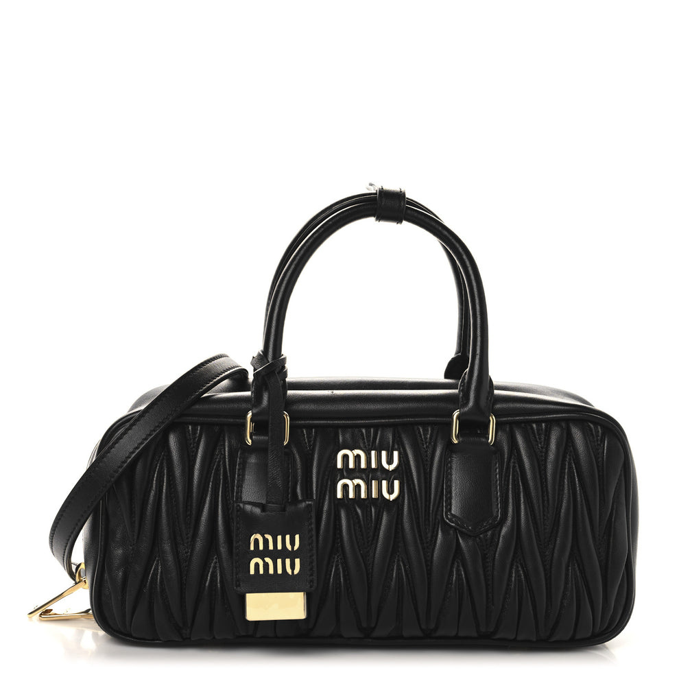 Nappa Matelasse Large Arcadie Top Handle Bag Black