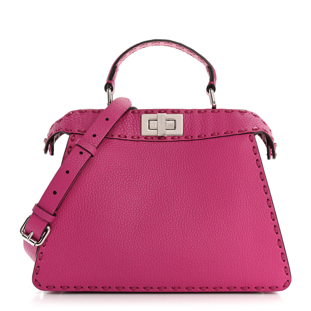 Cuoio Roma Sellerissima Nappa Sintetica Tape Stitch Small Peekaboo I SEE U Satchel Magenta