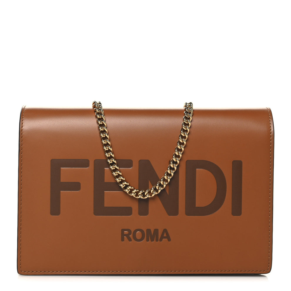 Vitello King Tamponato Logo Embossed Medium Wallet On Chain Cuoio