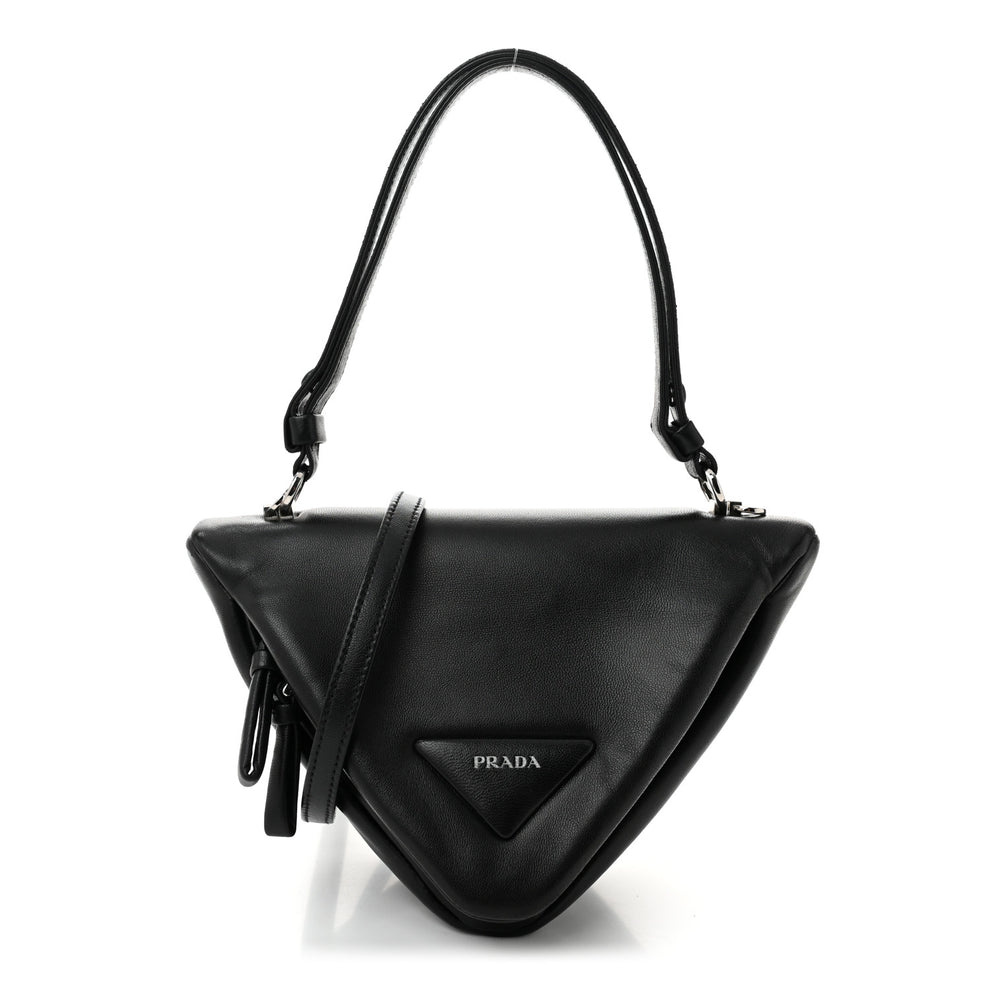 Nappa Padded Signaux Triangle Crossbody Black