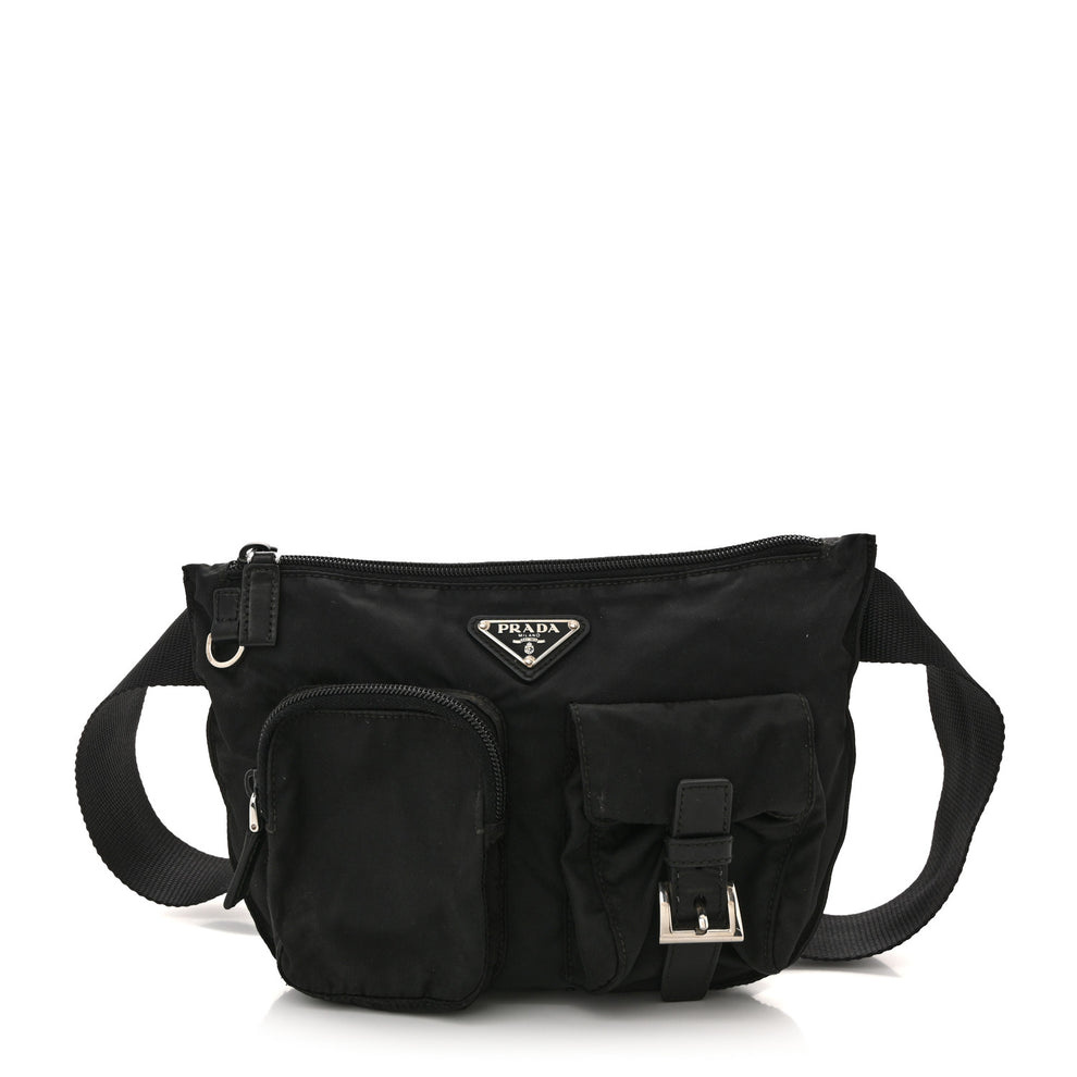 Tessuto Nylon Multi Pocket Belt Bag Black