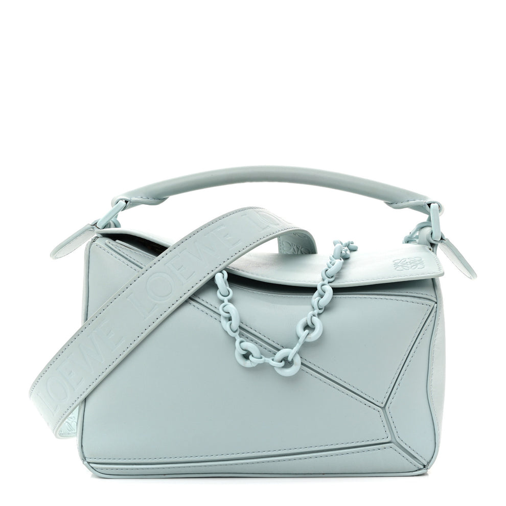 Grained Calfskin Small Puzzle Bag Aquamarine