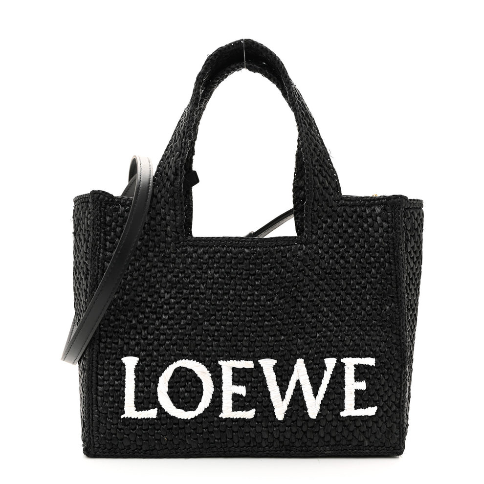 X PAULA'S IBIZA Raffia Small Font Tote Black