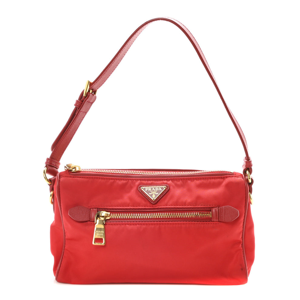 Tessuto Nylon Saffiano Shoulder Bag Rosso