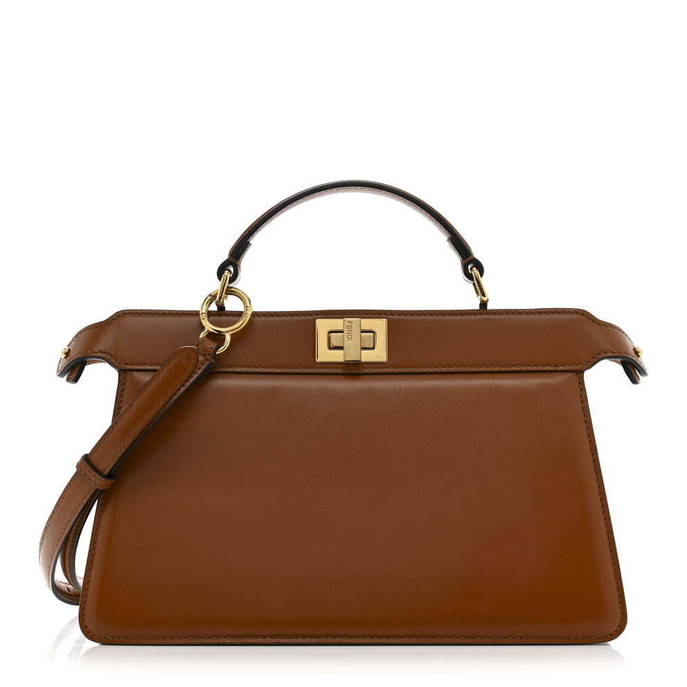 Vitello King Luxor Shiny Nappa Medium Peekaboo I SEE U East West Satchel Brandy Light Rose