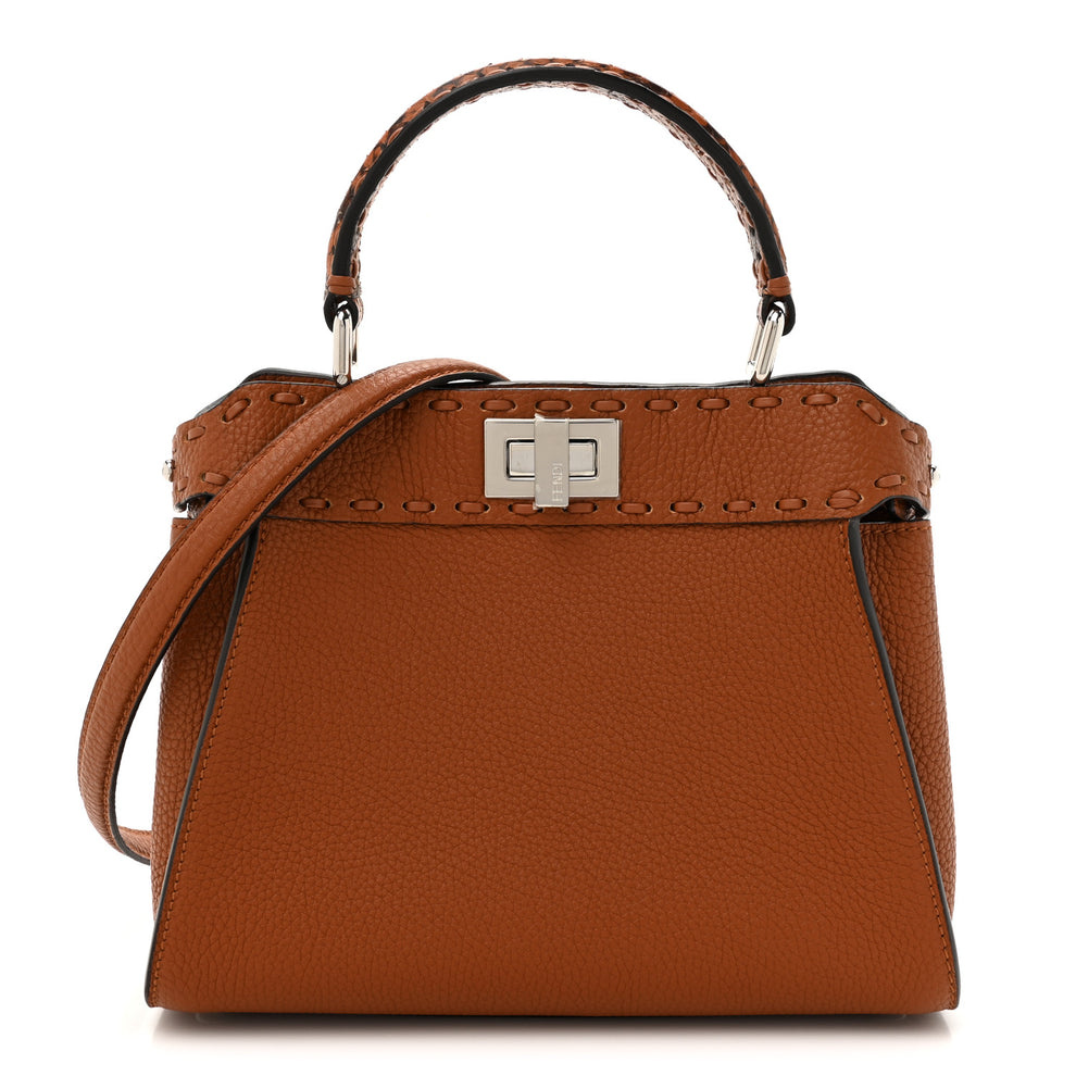 Cuoio Romano Snakeskin Selleria Mini Peekaboo Iconic Satchel Cappuccino