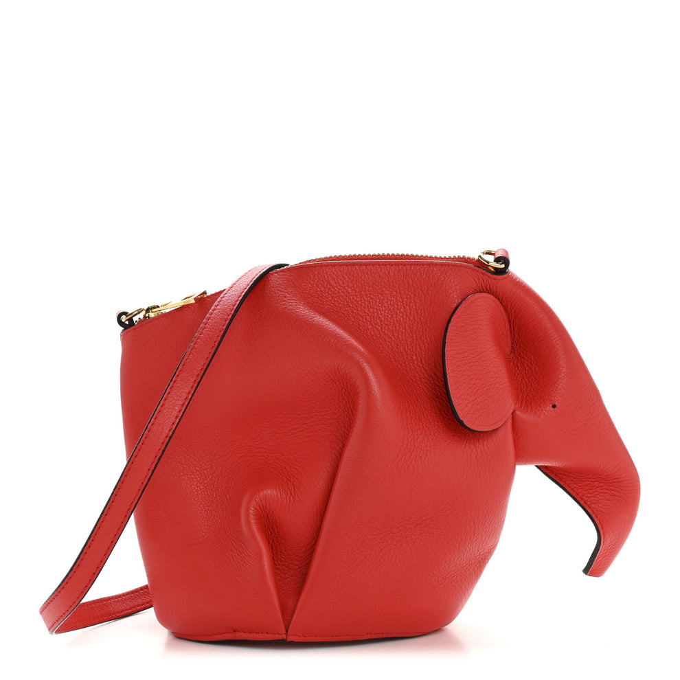 Calfskin Mini Elephant Crossbody Bag Scarlet Red