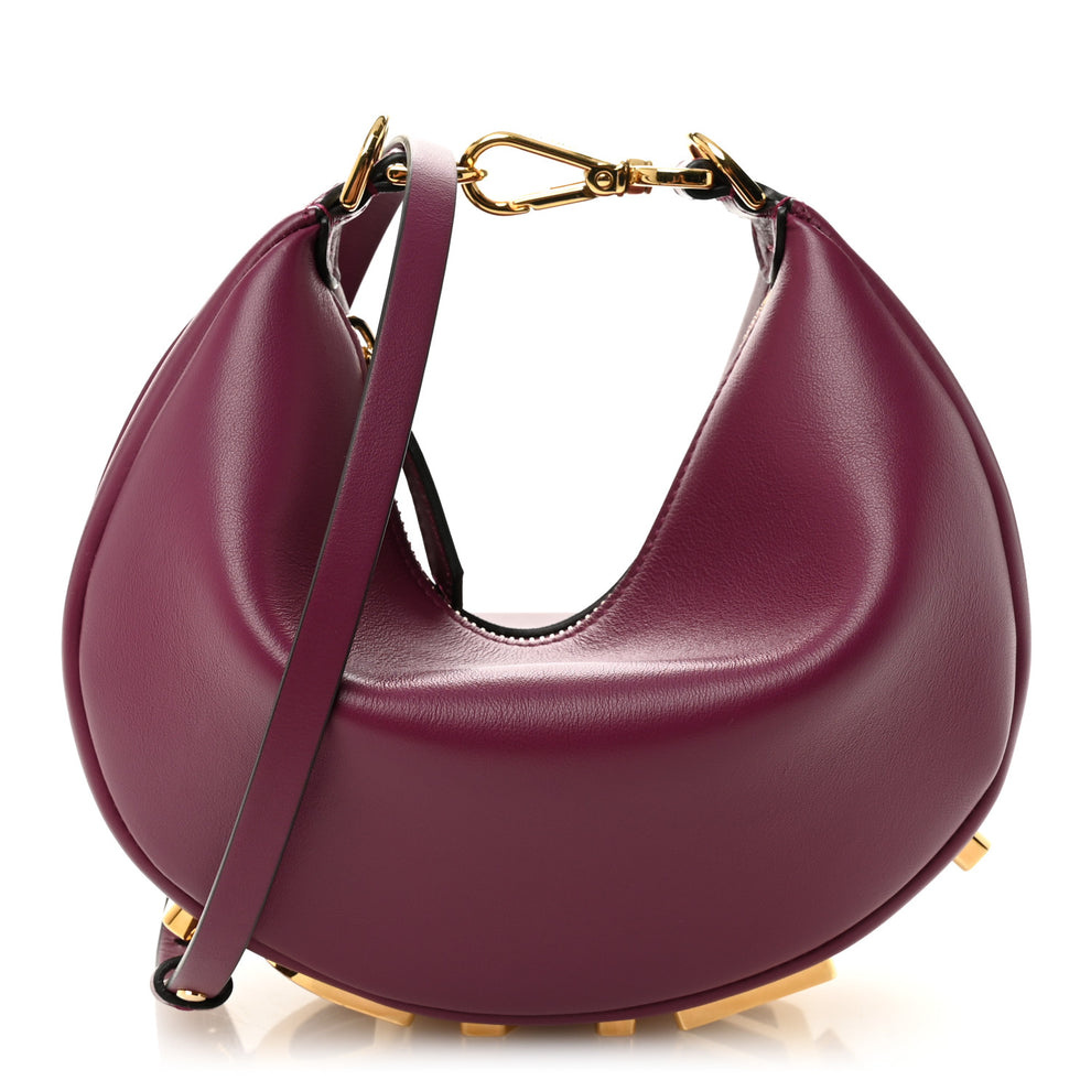 Vitello Grace Matte Mini Fendigraphy Hobo Bag Rosso Roma