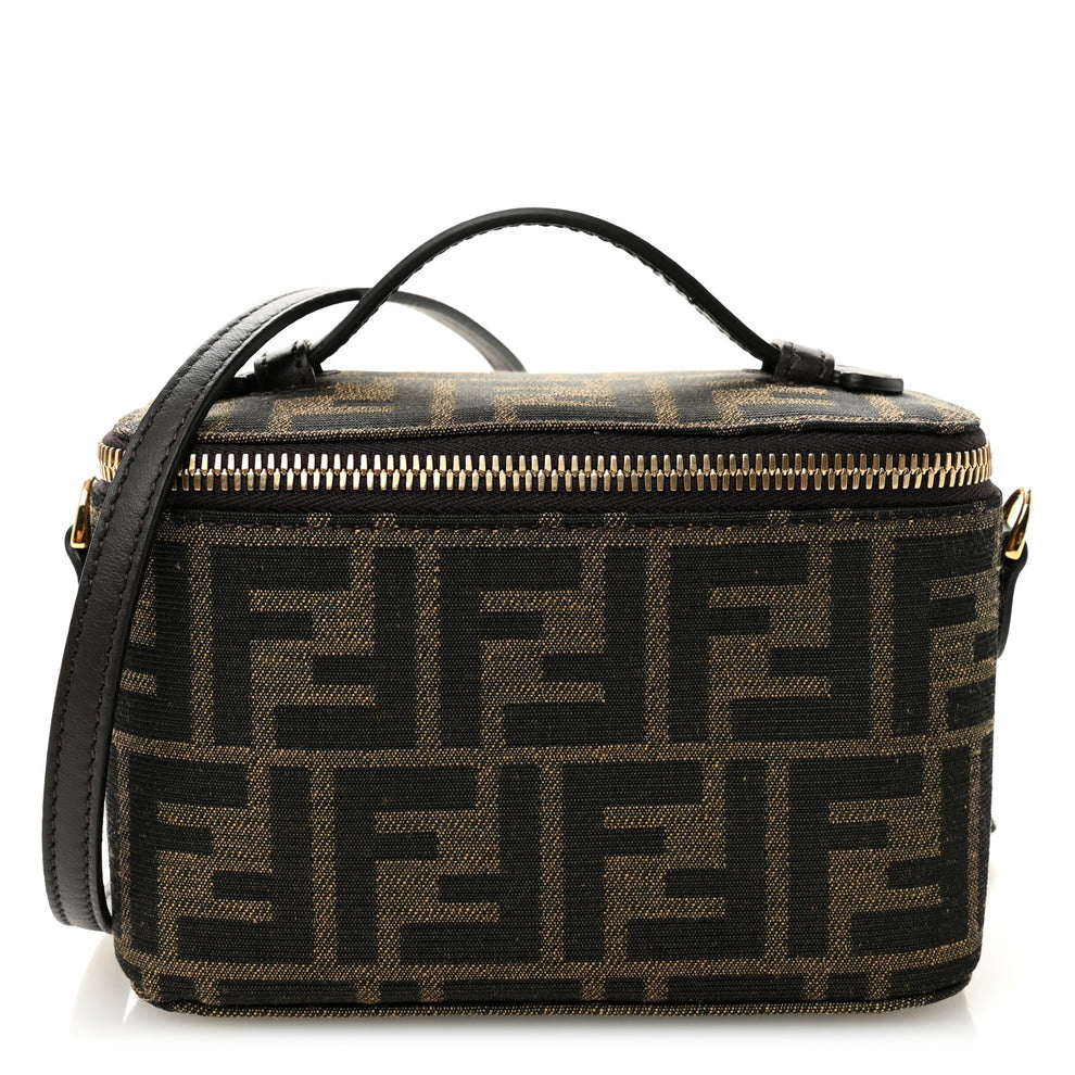Vitello Grace Jacquard FF MIni Vanity Bag Tobacco Brown