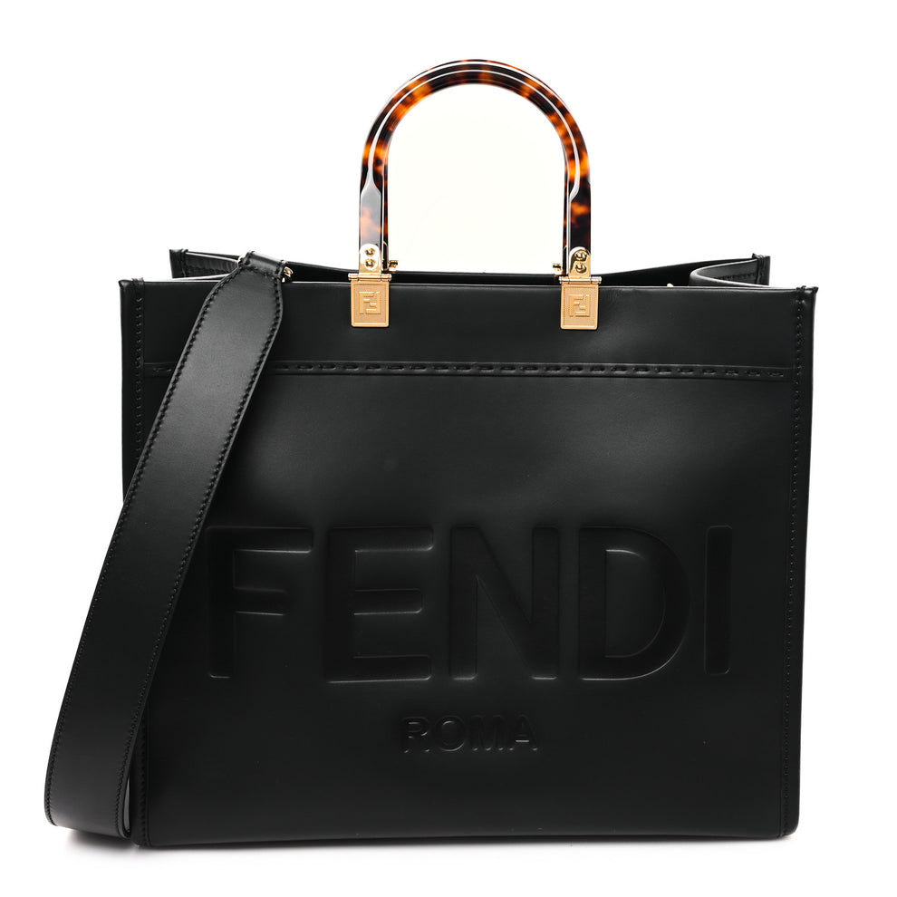 Vitello King Plexiglass Medium Fendi Sunshine Shopper Tote Black