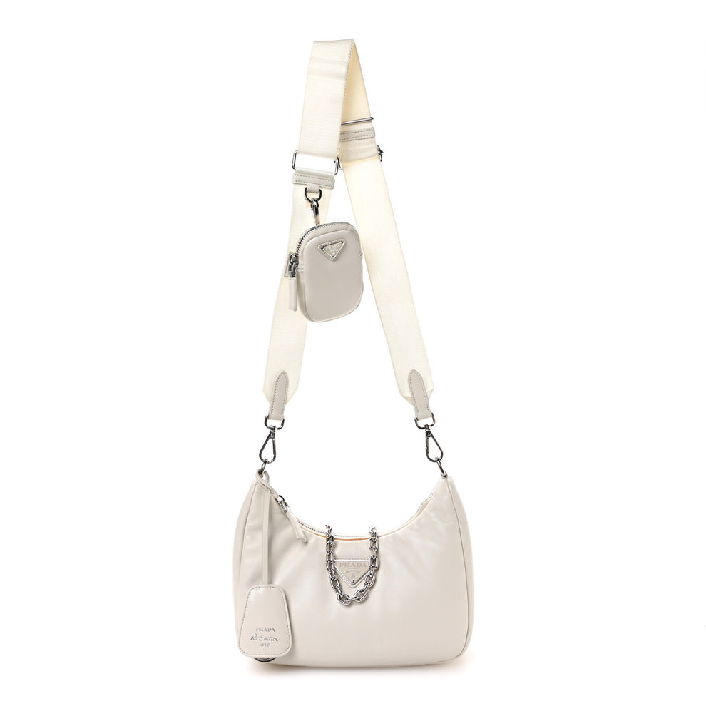 Nappa Soft Padded Re-Edition 2005 Shoulder Bag White