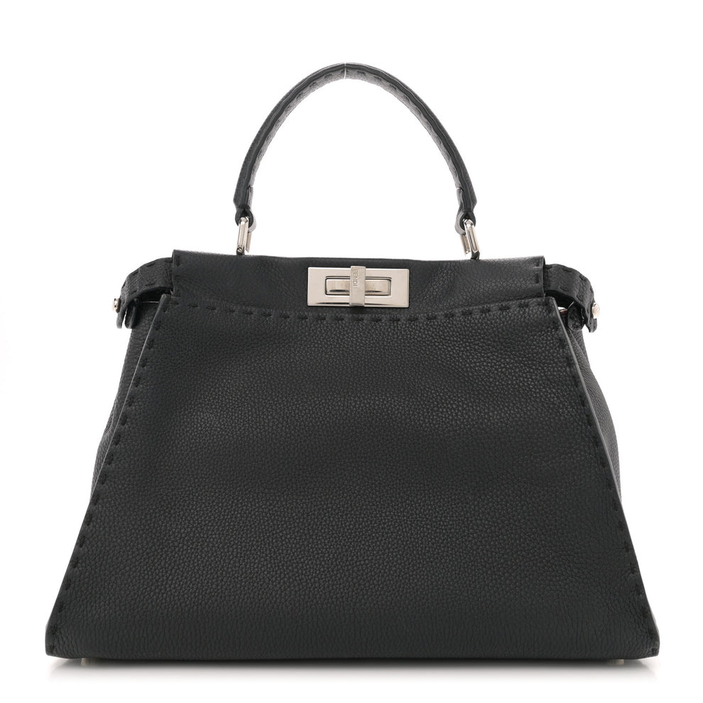 Cuoio Romano Selleria Bi-Color Medium Peekaboo Iconic Satchel Black Mou
