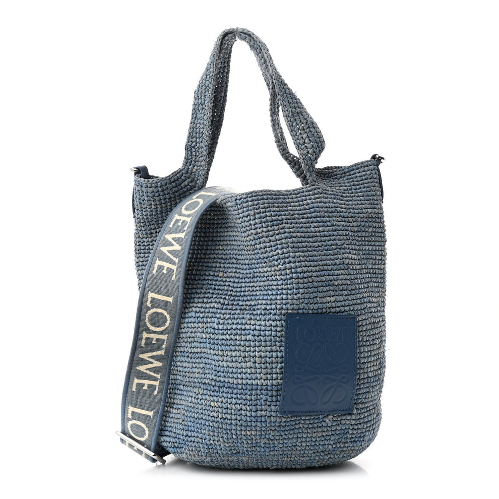 Raffia Mini Slit Tote Bag Blue