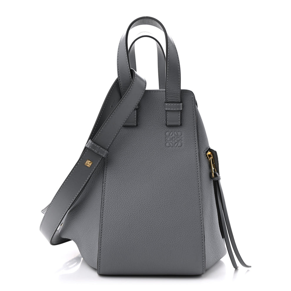 Grained Calfskin Small Hammock Shoulder Bag Asphalt